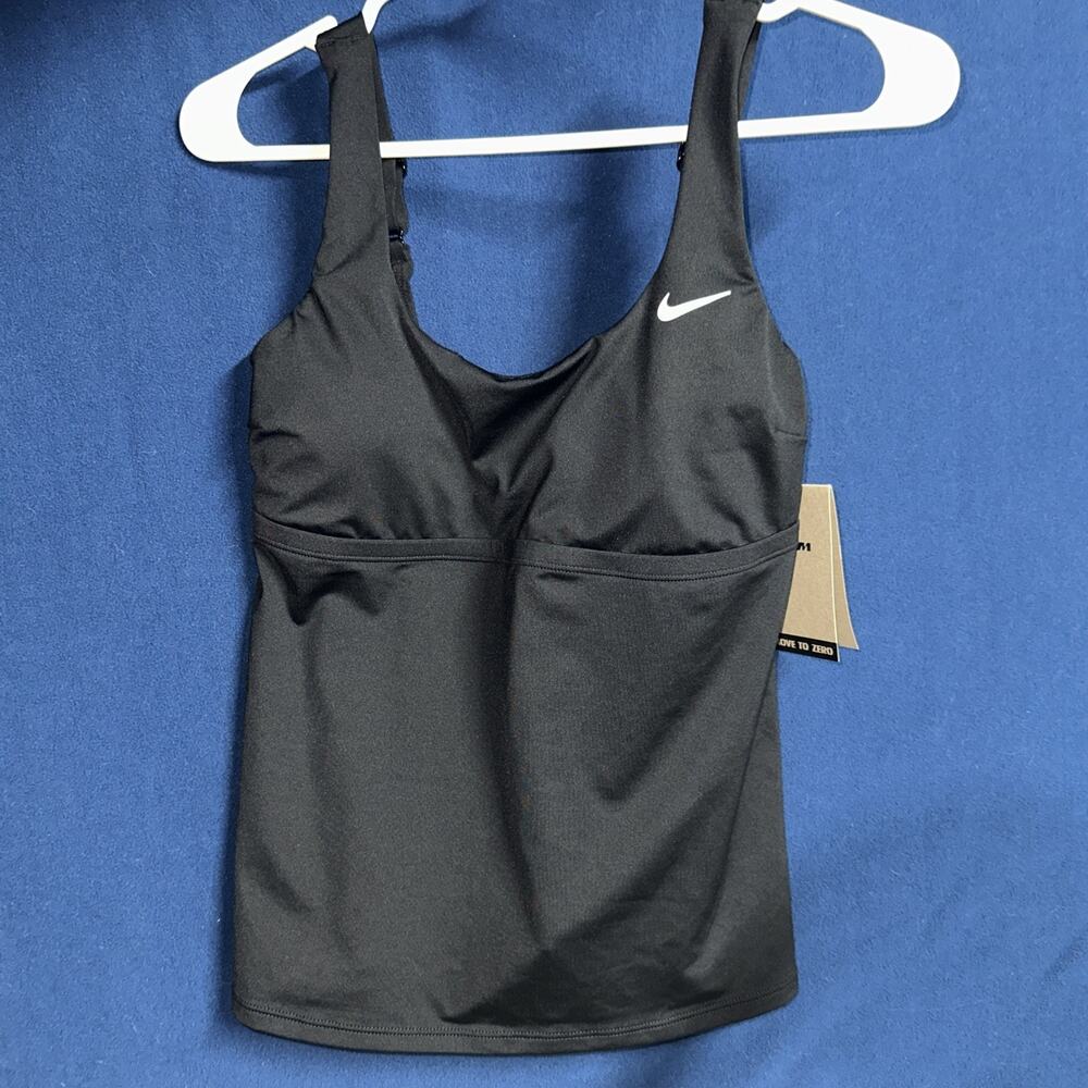 Nike Women's Black Swim Essential Scoop Tankini Top Size Small Move To Zero
